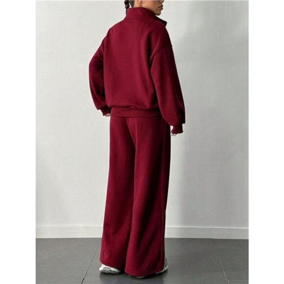 Half-Zip Long Sleeve Sweatshirt and Pants Set - Picture 11 of 11